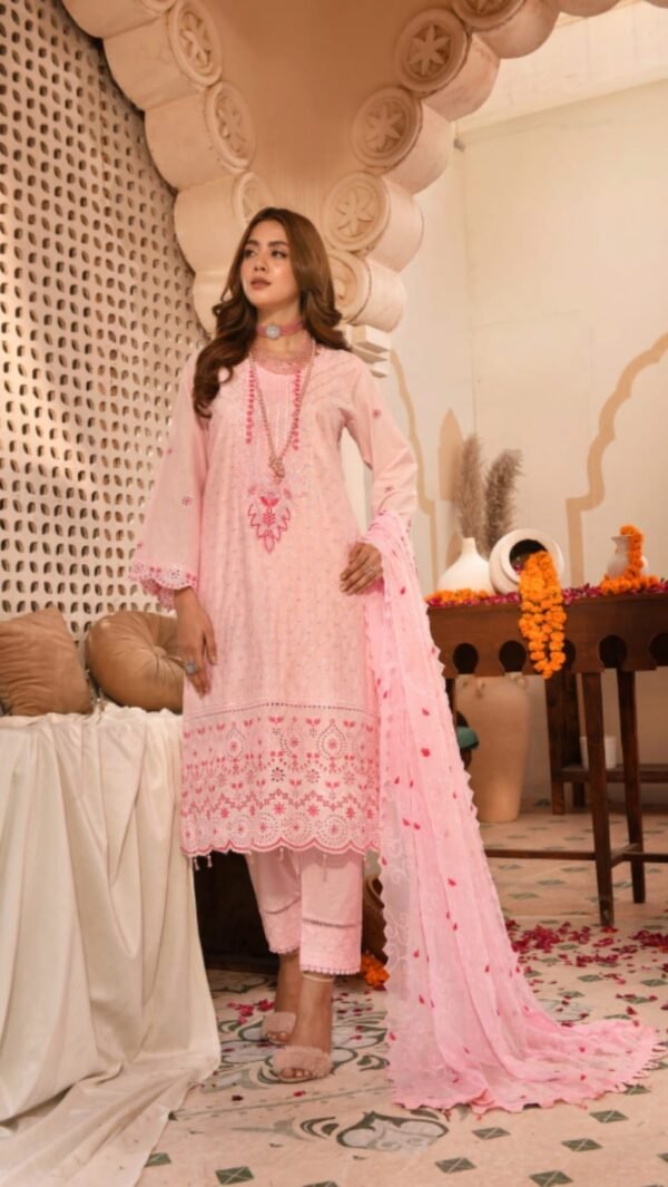 Pink Color Semi Stitched Luxury Lawn Pakistani Salwar Suit