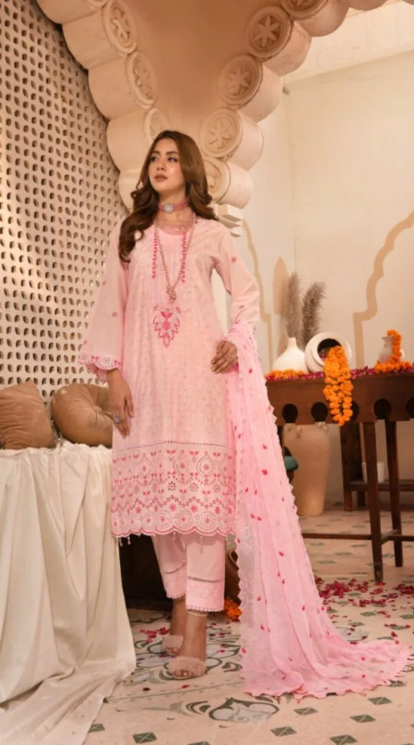 Pink Color Semi Stitched Luxury Lawn Pakistani Salwar Suit