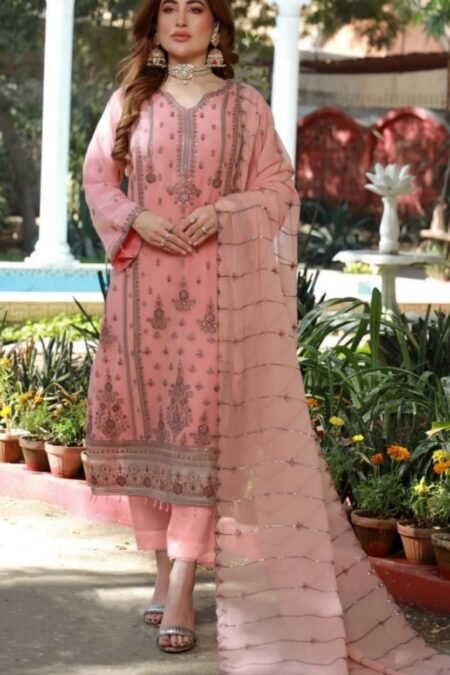 Carrot Color Luxury Chiffon Pakistani Suits