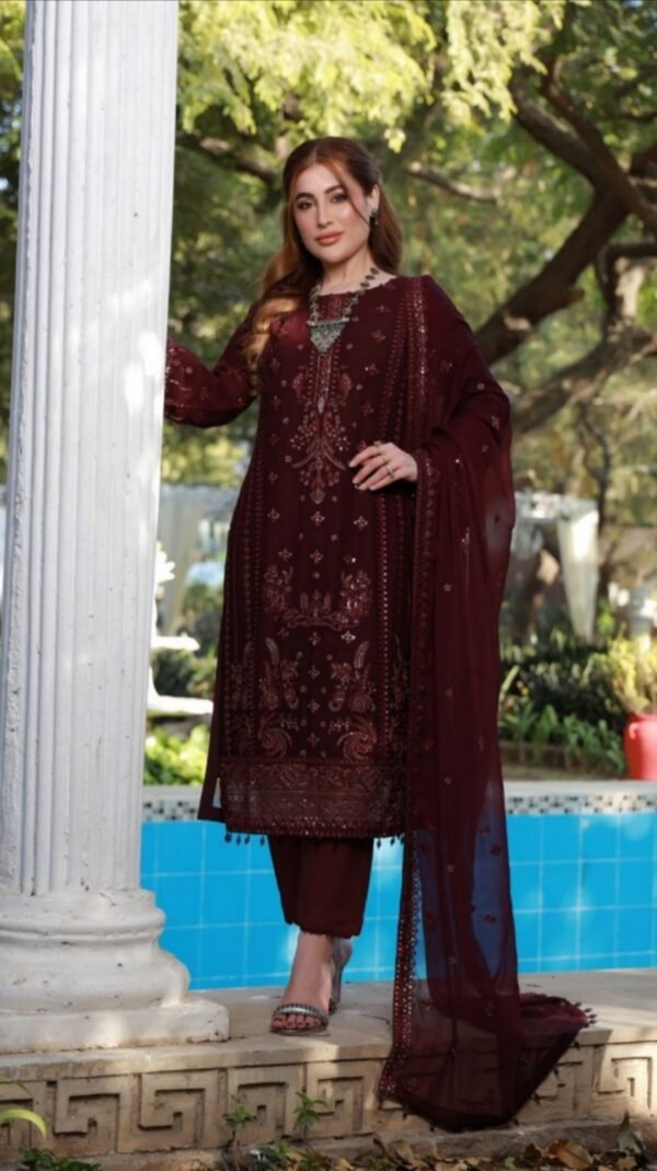 Maroon Color Luxury Chiffon Pakistani Suits