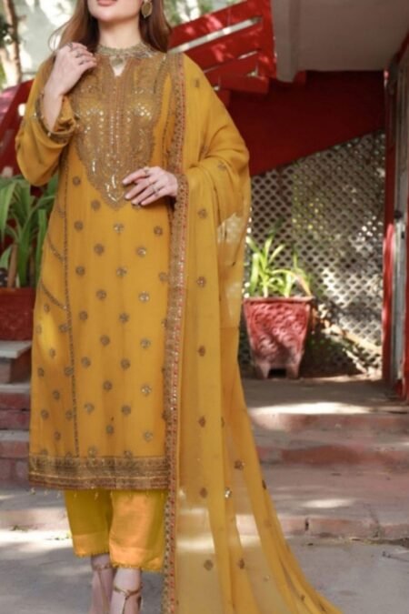 Mustard Color Luxury Chiffon Pakistani Salwar Suits