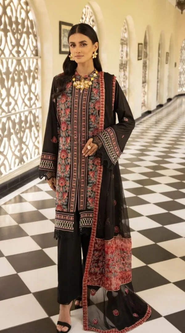Embroidered Luxury Lawn Suits | D-01