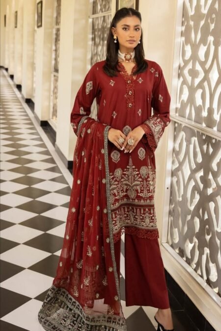 Embroidered Luxury Lawn Suits | D-02
