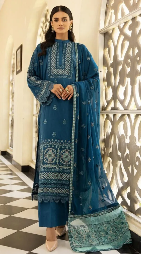 Embroidered Luxury Lawn Suits | D-03