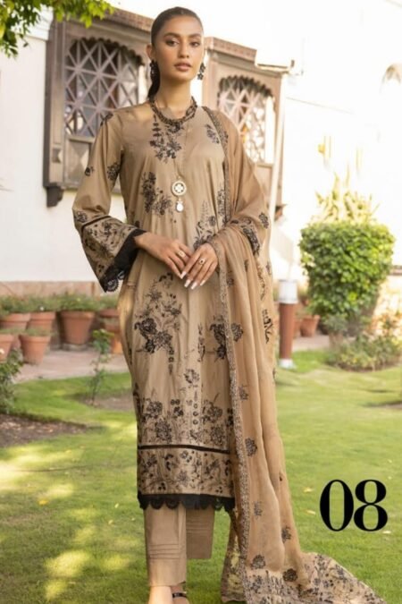 Embroidered Luxury Lawn Suits | D-08