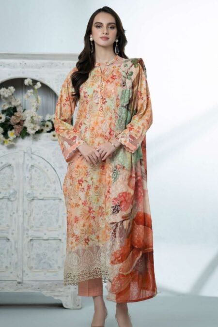 Orange Color Premium Lawn Pakistani Suits