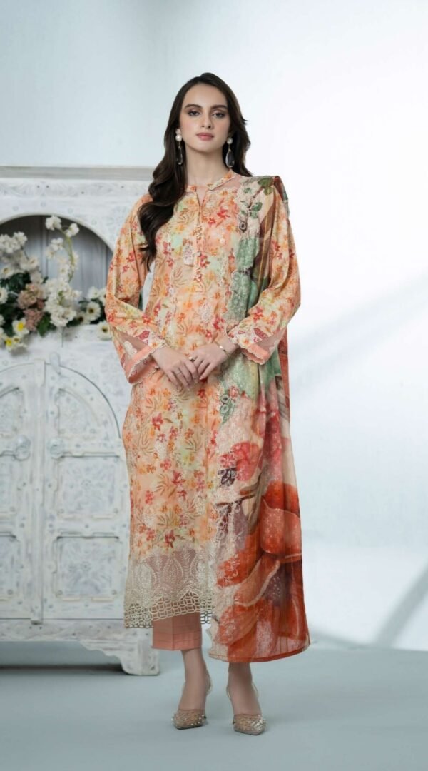 Orange Color Premium Lawn Pakistani Suits