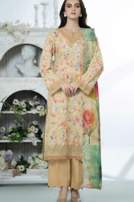 Peach Color Embroidered Lawn Pakistani Suits