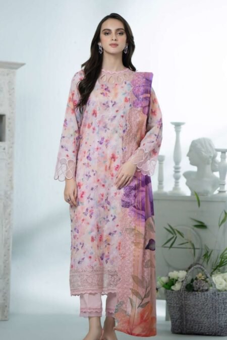 Light Pink Color Embroidered Lawn Pakistani Salwar Kameez