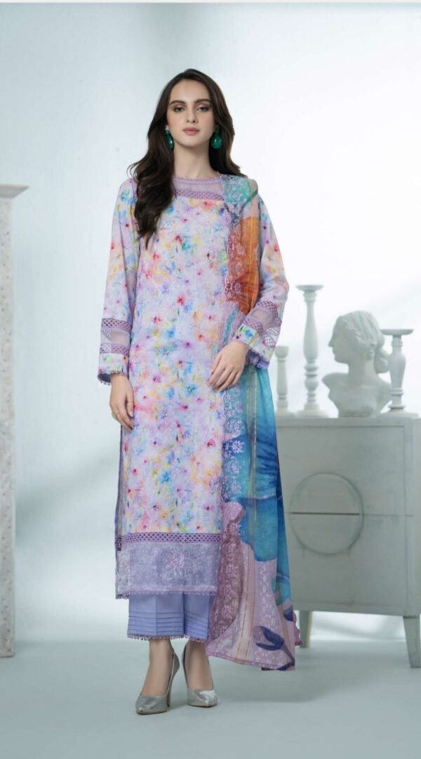 Light Purple Color Embroidered Lawn Pakistani Suits