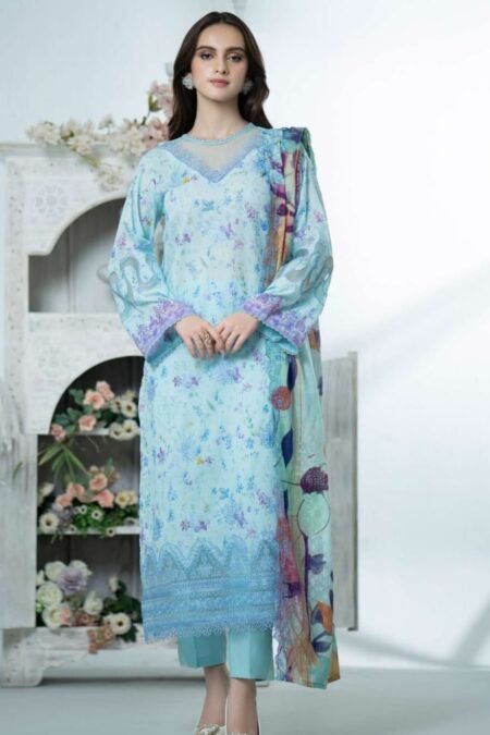 Sea Green Color Embroidered Lawn Pakistani Suits