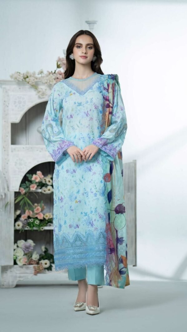 Sea Green Color Embroidered Lawn Pakistani Suits