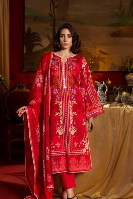 Red & Bolds Lawn Pakistani Suits Online - D01