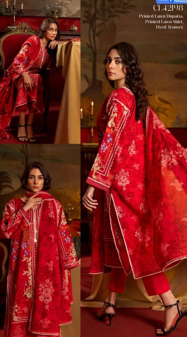 buy red bold lawn gul ahmed D01 02 online in india