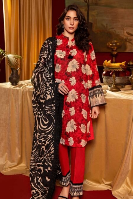 Red & Bolds Lawn Pakistani Suits Online - D03