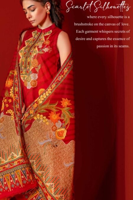 Red & Bolds Lawn Pakistani Suits Online - D04