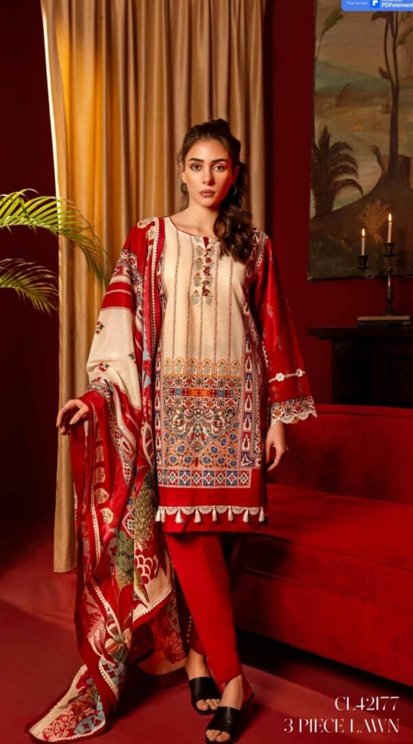 buy red bold lawn gul ahmed D05 01 online in india