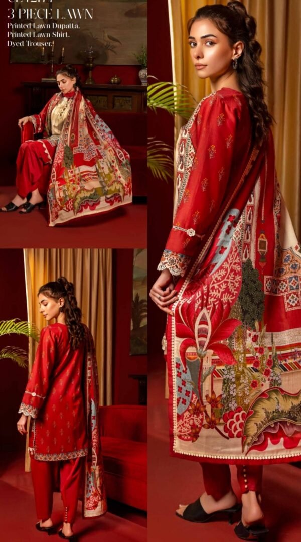 buy red bold lawn gul ahmed D05 02 online in india