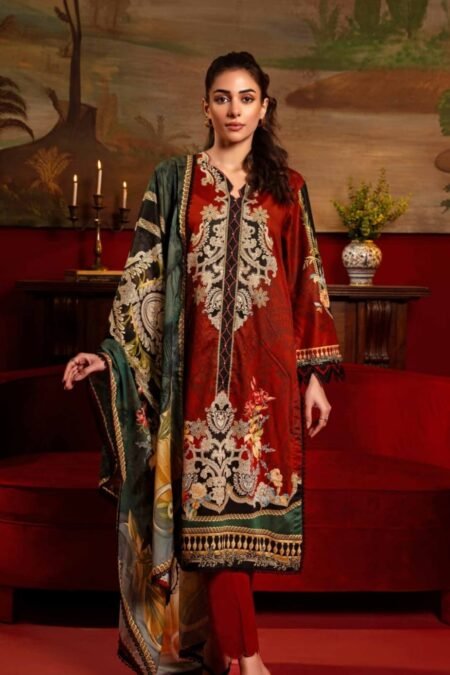 Red & Bolds Lawn Pakistani Dresses By Gul Ahmed - D06