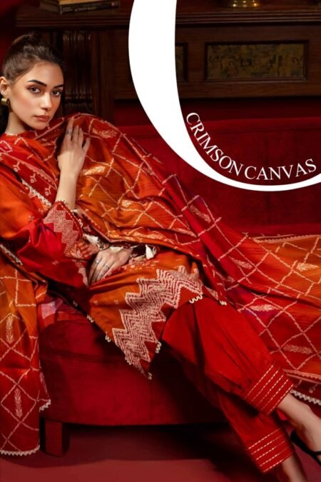 Red & Bolds Lawn Pakistani Suits By Gul Ahmed - D08