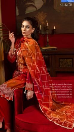 buy red bold lawn gul ahmed D08 01 online in india