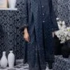 Dark Sea Green Pakistani Dresses with Printed Lawn Dupatta