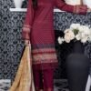 Maroon Color Pakistani Salwar Kameez with Printed Lawn Dupatta