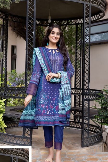 Blue Color Printed Lawn Pakistani Salwar Kameez