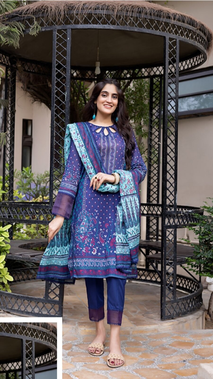 Blue Color Printed Lawn Pakistani Salwar Kameez