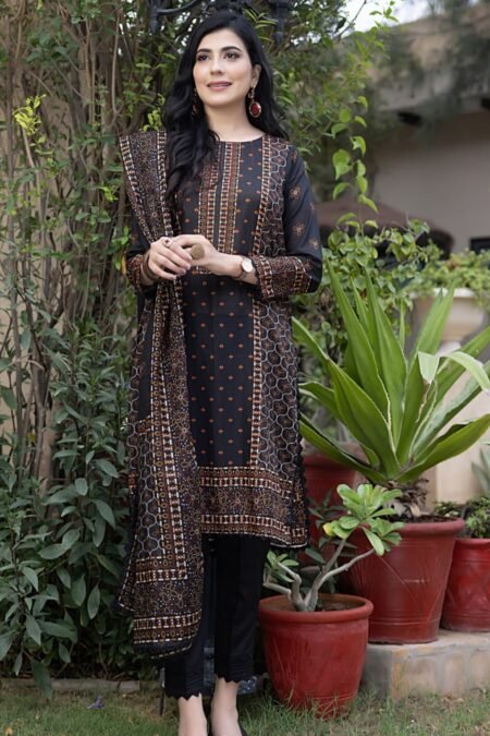 Black Color Printed Lawn Pakistani Suits