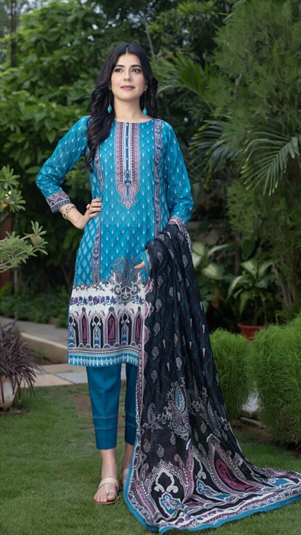 Blue Color Printed Lawn Pakistani Suits