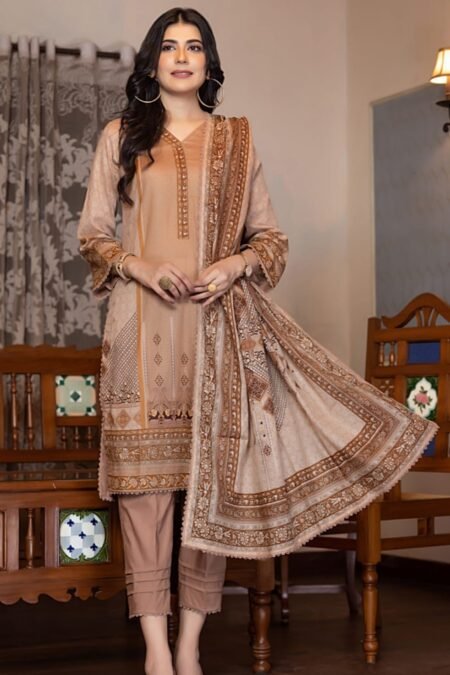 Peach Color Printed Lawn Pakistani Suits