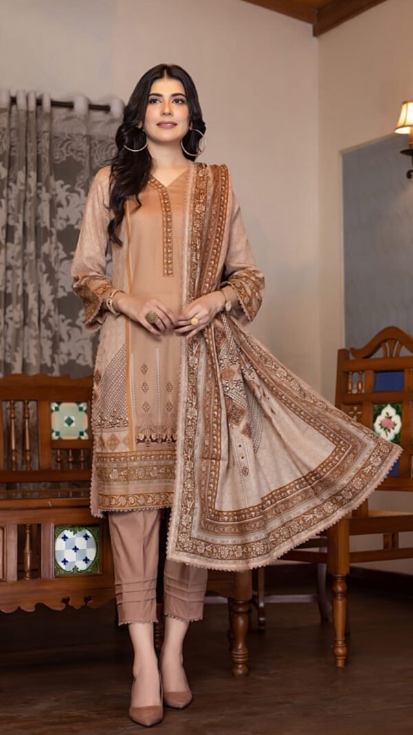 Peach Color Printed Lawn Pakistani Suits
