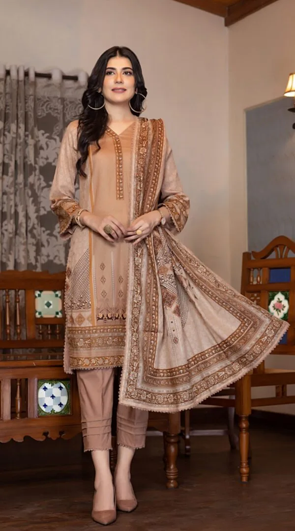 Peach Color Printed Lawn Pakistani Suits