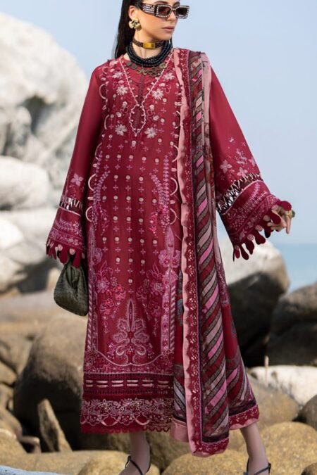 Maroon Color Embroidered Unstitched Pakistani Salwar Kameez