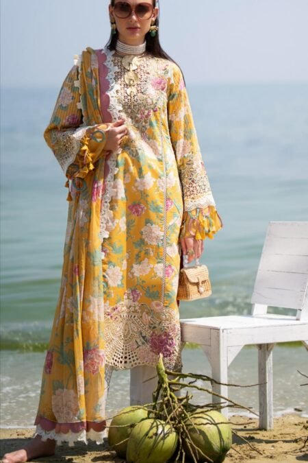 Yellow Color Embroidered Unstitched Pakistani Dress
