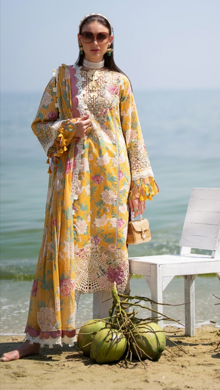 Yellow Color Embroidered Unstitched Pakistani Dress