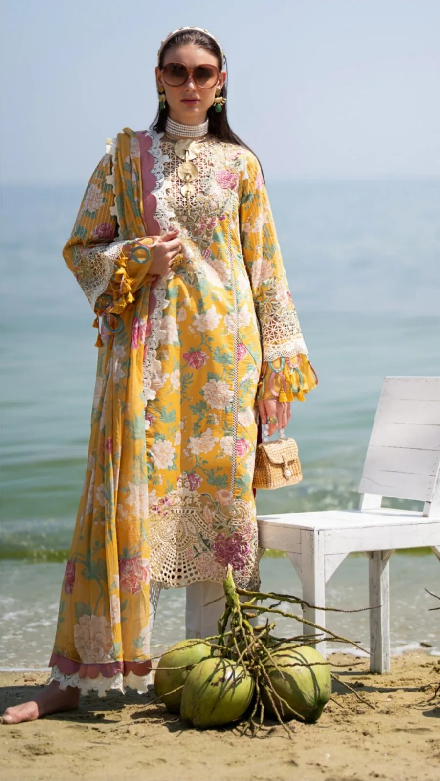 Yellow Color Embroidered Unstitched Pakistani Dress