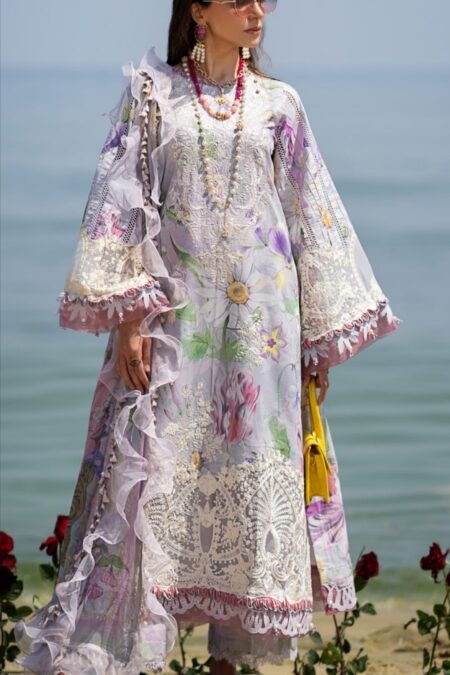 Off White Embroidered Unstitched Pakistani Dress