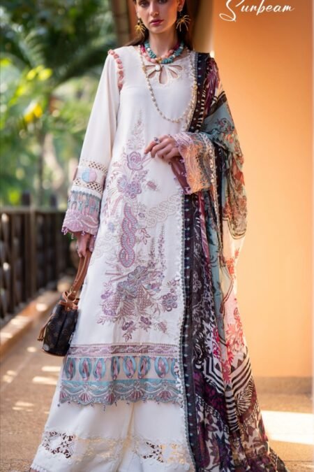 Off White Embroidered Unstitched Pakistani Suits
