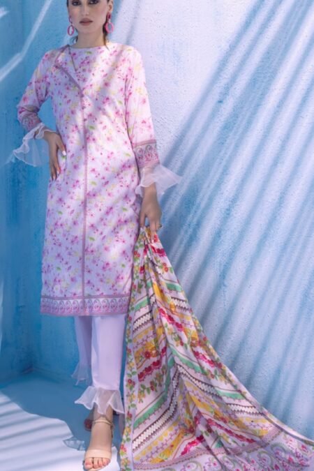 White Color Printed Lawn Pakistani Salwar Kameez