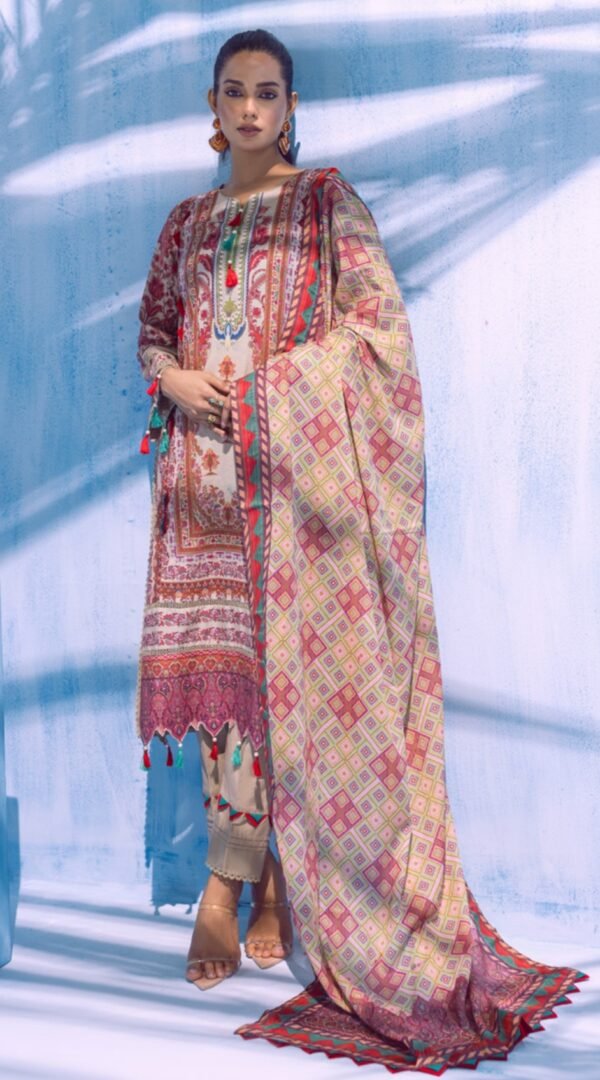 Red Color Printed Lawn Pakistani Dresses