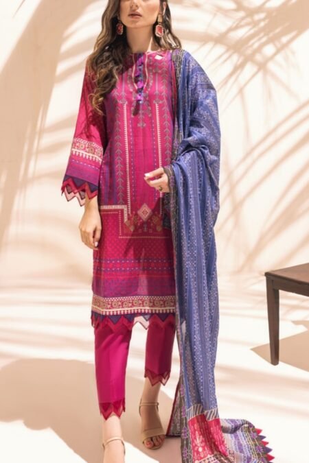 Maroon Color Printed Lawn Pakistani Dresses