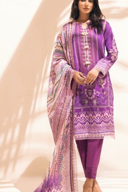 Purple Color Printed Lawn Pakistani Salwar Kameez