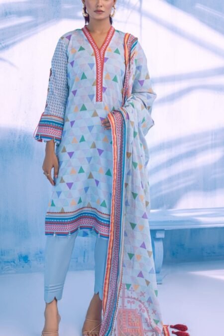 Sky Blue Color Printed Lawn Pakistani Suit