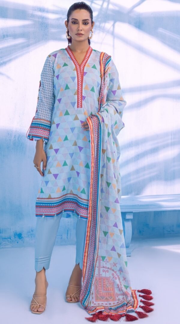 Sky Blue Color Printed Lawn Pakistani Suit