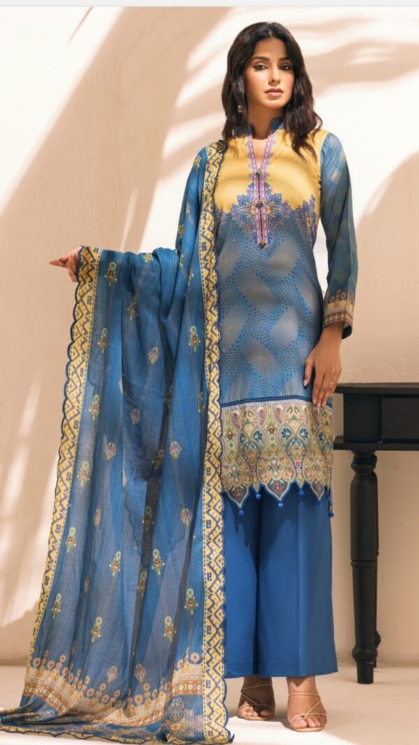 Blue Color Printed Lawn Pakistani Dresses