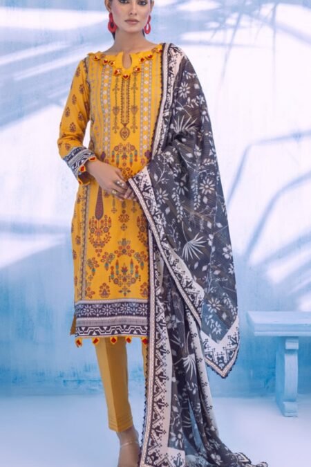 Yellow Color Printed Lawn Pakistani Suits