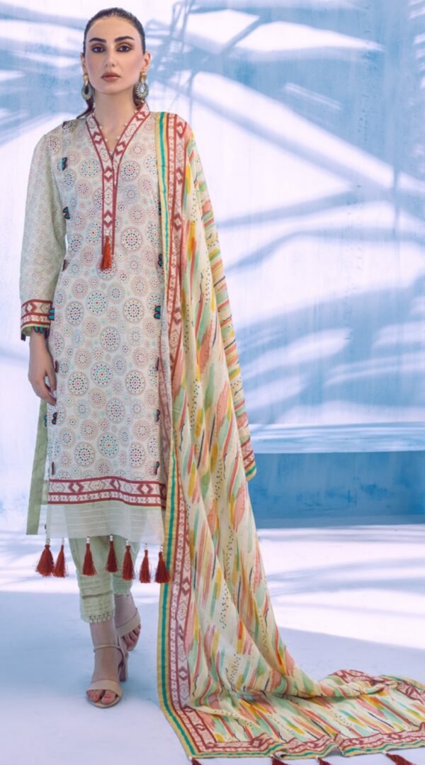 Off White Color Printed Lawn Pakistani Suits