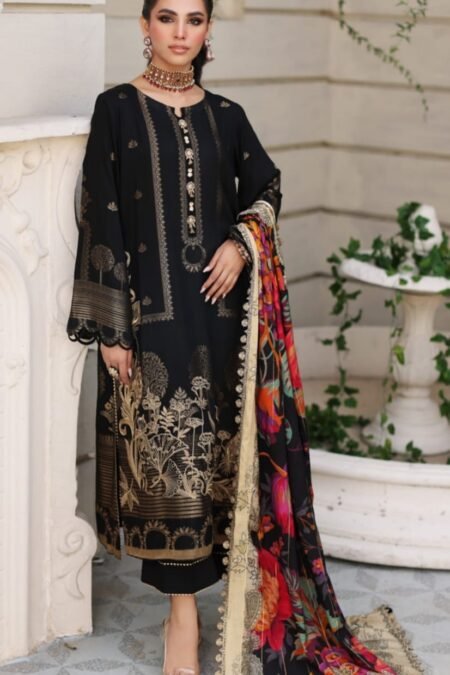 Black Color Embroidered Jacquard Pakistani Dresses